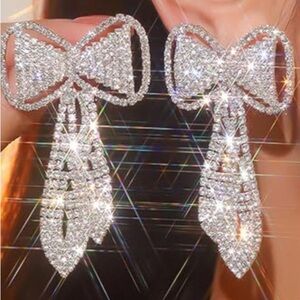 Stunning Rhinestone Bow Earrings